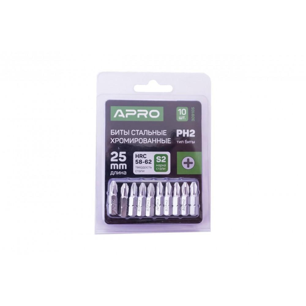 Біта Apro - PH2 x 25 мм хром (10 шт.)