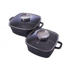 Набір антипригарного посуду Kamille - 2,3 x 4,4 л Black Marble (2 шт.)